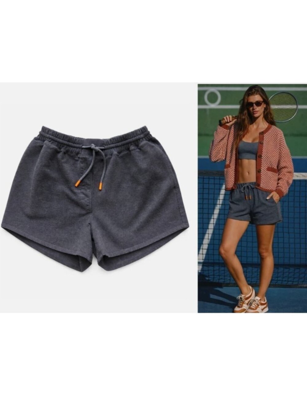 RICHER POORER workout pilates yoga hiking goop-fave terry sweat pocket shorts m